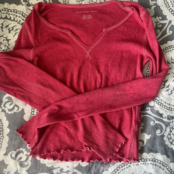 american eagle long sleeve v neck shirt - Picture 1 of 2